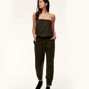 Olive Green Strapless Jumpsuit